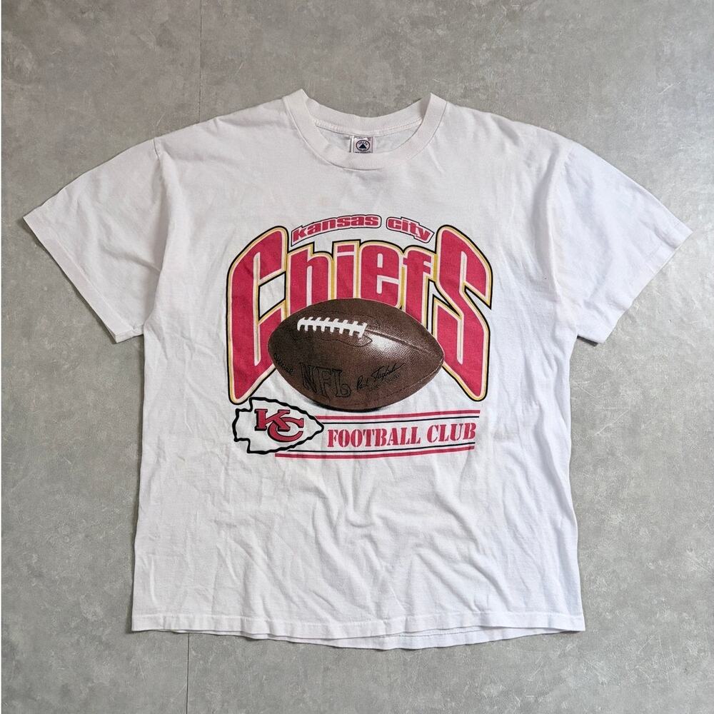90s Vintage Kansas City Chiefs Football White T-Shirt -XL